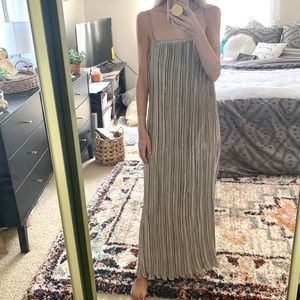 Vintage Jeanne Marc Pleated Metallic Maxi Dress
